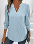 Jacquard Casual Jacquard V Neck T-Shirt