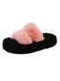 Casual Color Block Double Strap Fluffy Slippers