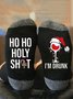 1pair Christmas Letters Goblet Unisex Color Block Mid-calf Socks