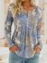 V Neck Knitted Regular Fit Casual Blouse