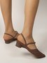 Women Floral Pattern Waterproof Wedge Heel Back Empty Shoes