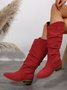 Women Ruched Slip On Corduroy Boots