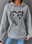 Women's Dog Lovers The Road To My Heart Is Paved With Paw Prints Cotton-Blend Simple Loose Hoodie Valentine's Day Gifts