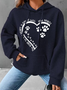 Women's Dog Lovers The Road To My Heart Is Paved With Paw Prints Cotton-Blend Simple Loose Hoodie Valentine's Day Gifts