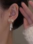 Elegant Rhinestone Bow Tassel Dangle Earrings