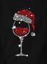 Christmas Wine Glass Cotton-Blend Casual Loose Sweatshirt