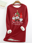 Joy To The World Gnome Santa Claus Crew Neck Casual Fleece Sweatshirt