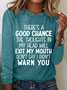 There's A Good Chance The Thoughts In My Head Will Exit My Mouth Crew Neck Simple Long Sleeve Shirt
