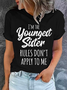 Womens Funny Sister Gift Old Sister Casual Cotton T-Shirt