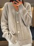 Buttoned Acrylic Plain Casual Sweater