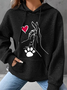 Women's Palm High-Fives Dog Paw Print Simple Dog Hoodie Funny Valentines Hooded Sweatshirt Spring Long Sleeve White Black Pink Blue Gray Green