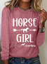 Women's Heartbeat Horse Lover Long Sleeve T-Shirt Tee Funny Valentine's Day Gifts Spring