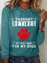 Women Dog Crew Neck Cotton-Blend Long Sleeve Simple Daily Spring/Fall Blouse