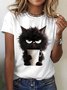Cat Casual Crew Neck T-Shirt