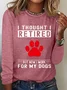 Women Dog Crew Neck Cotton-Blend Long Sleeve Simple Daily Spring/Fall Blouse