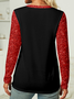 Women‘s Tee T-Shirt Heart Print Valentine's Day Gifts Long Sleeve Spring Top Crew Neck Red