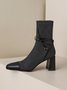 Vintage Houndstooth Square Toe Block Heel Boots