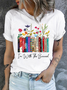 Women's Cotton I'm With The Banned Flowers Book Lover Casual Crew Neck T-Shirt