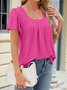 Casual Loose Square Neck Knitted T-Shirt