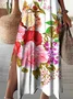 Loose Cotton-Blend Elegant Floral Dress