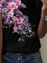 Casual Loose Floral Cotton-Blend T-Shirt