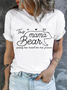This Mama Bear Wears Her Heart On Her Sleeve Cotton Crew Neck Casual T-Shirt