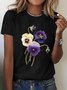 Loose Floral Casual Cotton T-Shirt