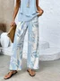 Women's Leaf Daily Going Out Two-Piece Set Casual Summer Top With Pants Matching Set