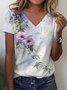 Floral Casual V Neck T-Shirt