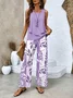 Women's Leaf Daily Going Out Two-Piece Set Casual Summer Top With Pants Matching Set