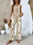 Women's Leaf Daily Going Out Two-Piece Set Casual Summer Top With Pants Matching Set