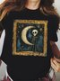 Moon Skull Design Casual T-Shirt