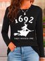 Women Text Letters Crew Neck Cotton Long Sleeve Casual Daily Spring/Fall T-shirt