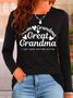 Women Letter Pattern Crew Neck Cotton Long Sleeve Casual Daily Spring/Fall T-shirt