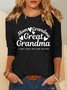 Women Letter Pattern Crew Neck Cotton Long Sleeve Casual Daily Spring/Fall T-shirt