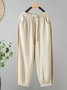 Loose Plain Cotton Casual Pants