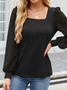 Women's Long Sleeve Shirt Spring/Fall Camel Plain Square Neck Puff Sleeve Daily Going Out Casual Top