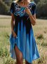 Women's Short Sleeve Summer Blue Ombre Crew Neck Daily Going Out Casual Midi H-Line T-Shirt Dress Dress