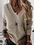 V Neck Ethnic Regular Fit Casual Sweatshirt