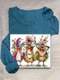 Funny Chicken Printed Casual Crew Neck Long Sleeve T-Shirt