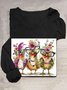 Funny Chicken Printed Casual Crew Neck Long Sleeve T-Shirt