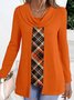 Women Plaid Jersey Long Sleeve Casual Daily Spring/Fall Blouse