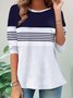 Striped printed long sleeved casual T-shirt