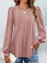 Plain Crew Neck Casual Lace T-Shirt