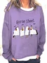 Women Halloween Crew Neck Cotton-Blend Long Sleeve Casual Daily Spring/Fall Sweatshirt