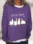 Women Halloween Crew Neck Cotton-Blend Long Sleeve Casual Daily Spring/Fall Sweatshirt