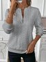 Jacquard Casual Plain Loose Sweatshirt