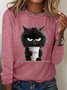 Funny Cat Nope Casual Long Sleeve Shirt