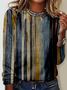 Women Striped Crew Neck Jersey Long Sleeve Casual Daily Spring/Fall T-shirt