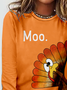 Women Turkey Crew Neck Jersey Long Sleeve Casual Daily Spring/Fall T-shirt